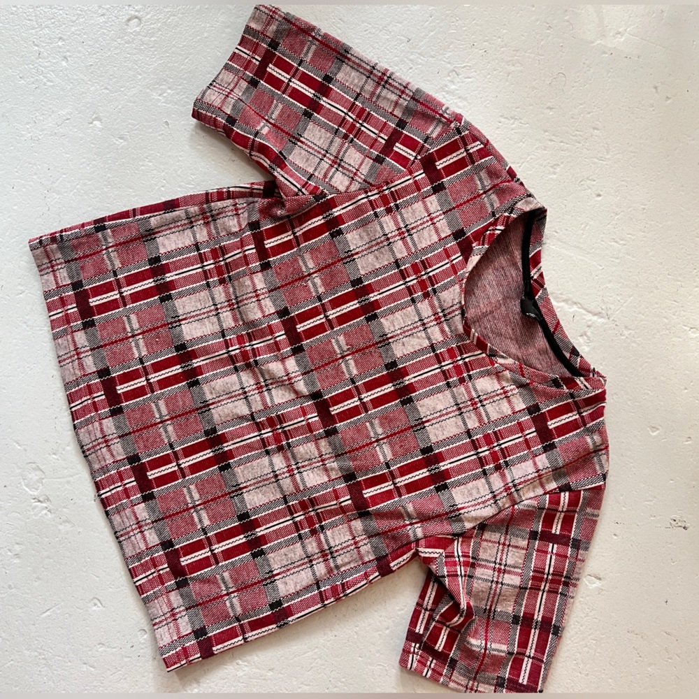 TOPSHOP plaid shirt and skirt set